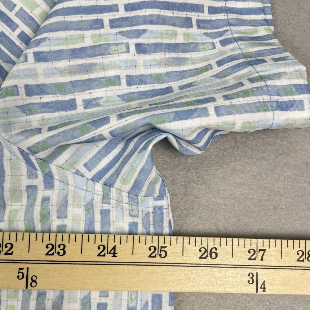Tommy Bahama Shirt Mens XL Blue IslandZone Short Slv Geometric Stretch Coastal - Picture 6 of 8